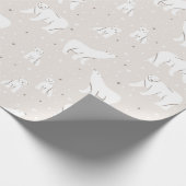 Eisbären und Schneeflocken - beige Geschenkpapier (Ecke)