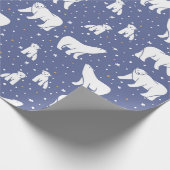 Eisbären und Schneeflocken - blau Geschenkpapier (Ecke)