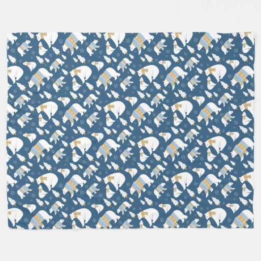 Eisbären und Schneeflocken Fleece Blanket (Vorderseite (Horizontal))