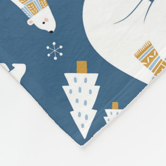 Eisbären und Schneeflocken Fleece Blanket (Ecke)