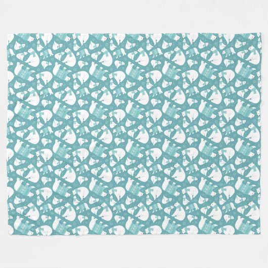 Eisbären und Schneeflocken Fleecedecke (Vorderseite (Horizontal))