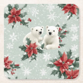 Eisbären und Schneeflocken Frohe Weihnachten Rechteckiger Pappuntersetzer (Vorderseite)