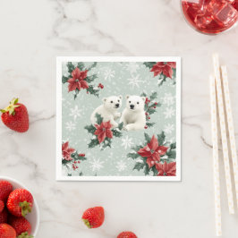Eisbären und Schneeflocken Frohe Weihnachten Serviette