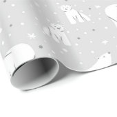 Eisbären und Schneeflocken - hellgrau Geschenkpapier (Rolleneckpunkt)