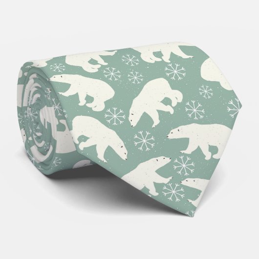 Eisbären und Schneeflocken Wintermuster Krawatte (Gerollt)