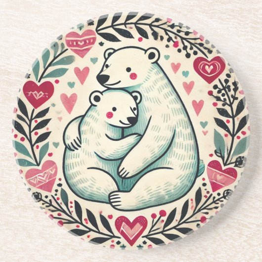 Eisbären Valentinstag-Bär Getränkeuntersetzer (Vorne)