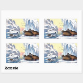 Eisbären, Walrus und Siegel Rechteckiger Aufkleber (Blatt)