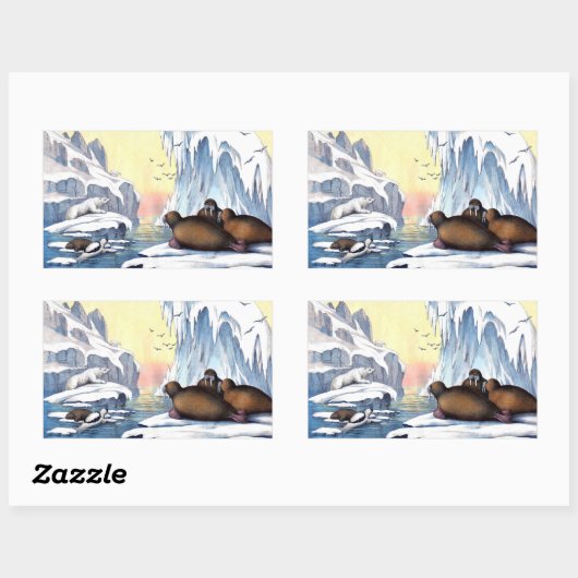 Eisbären, Walrus und Siegel Rechteckiger Aufkleber (Blatt)