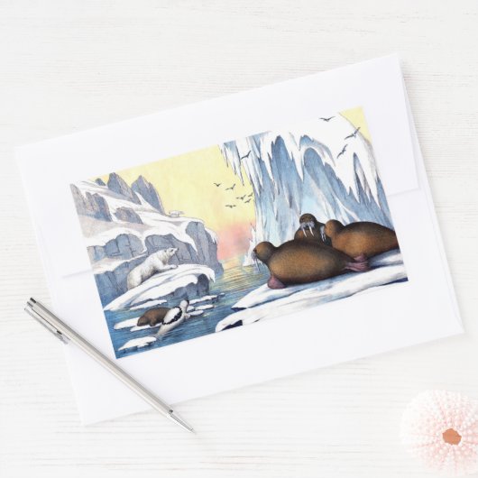 Eisbären, Walrus und Siegel Rechteckiger Aufkleber (Umschlag)