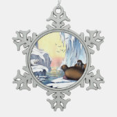 Eisbären, Walrus und Siegel Schneeflocken Zinn-Ornament (Vorderseite)