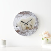 Eisbären weiblich und zwei Junge Große Wanduhr (Zuhause)