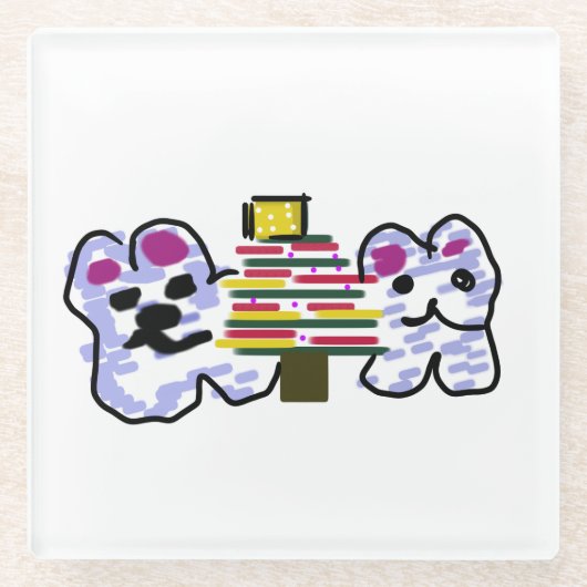 Eisbären Weihnachten Glasuntersetzer (Vorderseite)