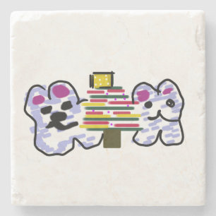 Eisbären Weihnachten Steinuntersetzer