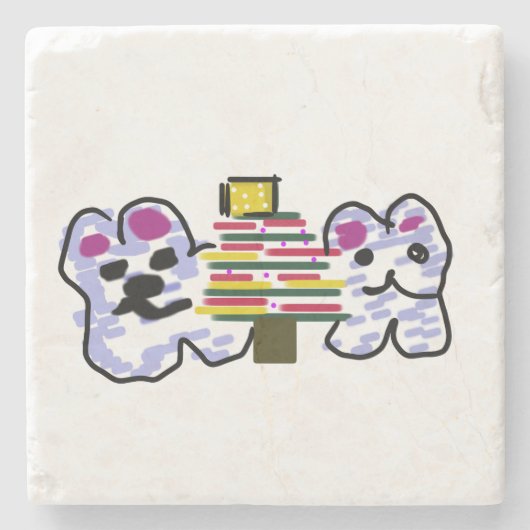 Eisbären Weihnachten Steinuntersetzer (Vorderseite)