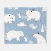 Eisbären Winter Vintage Fleecedecke (Vorderseite (Horizontal))