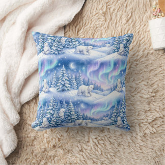 Eisbären Winter Wonderland Aurora Mond Wurf Kissen