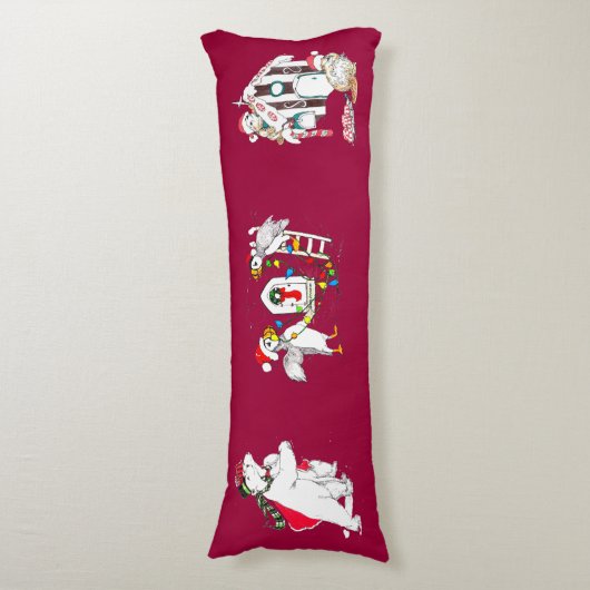 Eisbärenbär und Puffin Weihnachten Seitenschläferkissen (Vorderseite Vertikal)