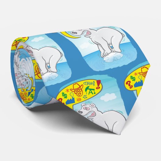 Eisbärenbärchen Sprichwort auf winzigen Eis stehen Krawatte (Gerollt)