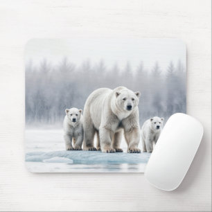 Eisbärenfamilie auf einer Eisscholle Mousepad
