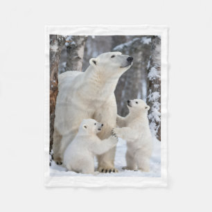 Eisbärenfamilie in Schneewurfdecke Fleecedecke