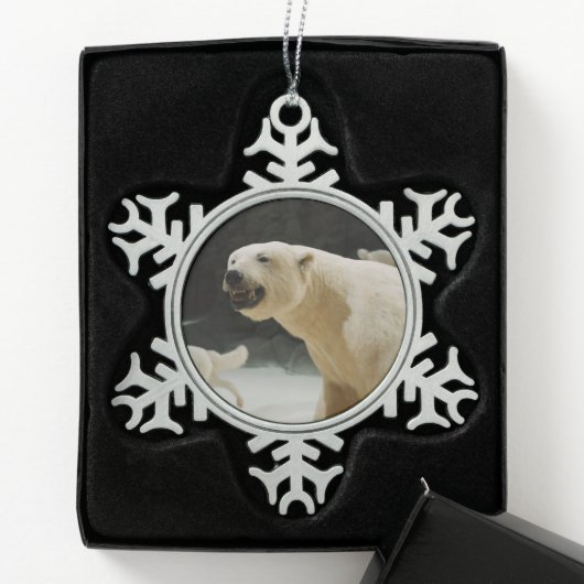 Eisbärengras Schneeflocken Zinn-Ornament (Box)