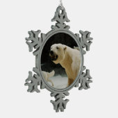 Eisbärengras Schneeflocken Zinn-Ornament (Links)