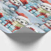Eisbärenjungen feiern Weihnachtsgeschenke Geschenkpapier (Ecke)