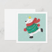 Eisbärenkarte Skaten Mitteilungskarte (Vorne/Hinten)