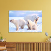 Eisbärensäte mit Naben auf Packeis an der Küste Leinwanddruck (Insitu (Wohnzimmer))