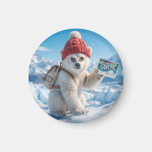 Eisbärjunges mit Beanie und Sonnenbrille Design Magnet