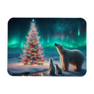 Eisbärmutter Junge Weihnachtsbaum Aurora Borealis Magnet