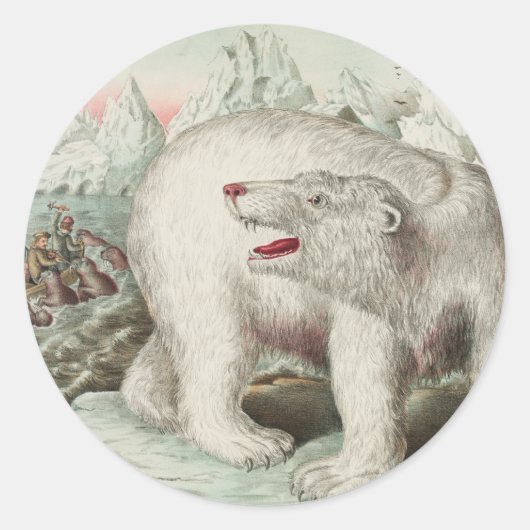 Eisbärposter Rund Aufkleber (Vorderseite)