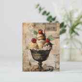 Eisbecher-Collage Postkarte (Stehend Vorderseite)