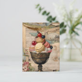 Eisbecher-Vintage-Collage Postkarte (Stehend Vorderseite)