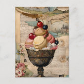 Eisbecher-Vintage-Collage Postkarte (Vorderseite)