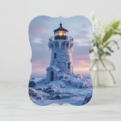 Eisbedeckter Leuchtturm  Feiertagskarte (Stehend Vorderseite)