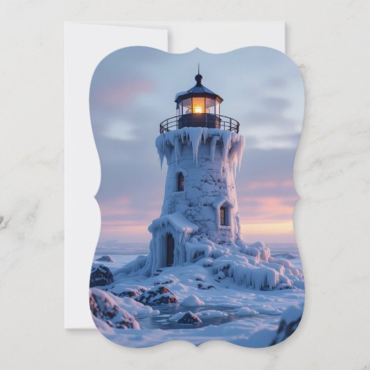 Eisbedeckter Leuchtturm  Feiertagskarte (Vorderseite)