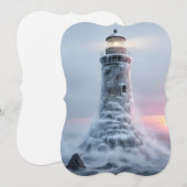 Eisbedeckter Leuchtturm  Feiertagskarte (Vorne/Hinten)