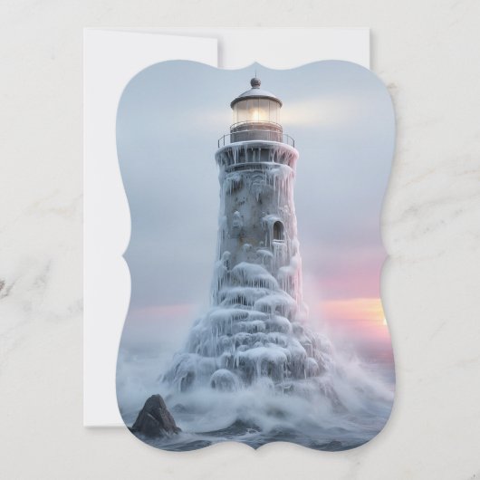 Eisbedeckter Leuchtturm  Feiertagskarte (Vorderseite)
