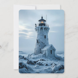 Eisbedeckter Leuchtturm  Feiertagskarte
