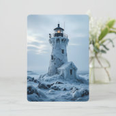 Eisbedeckter Leuchtturm  Feiertagskarte (Stehend Vorderseite)