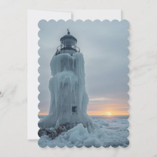 Eisbedeckter Leuchtturm Feiertagskarte
