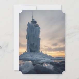 Eisbedeckter Leuchtturm Feiertagskarte