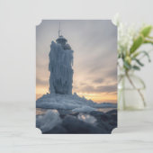 Eisbedeckter Leuchtturm  Feiertagskarte (Stehend Vorderseite)