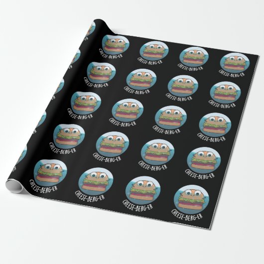 Eisberg-er Funny Cheeseburger Pun Dark BG Geschenkpapier (Ungerollt)