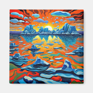 Eisberge bei Sonnenuntergang 6 Magnet