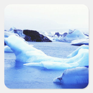 Eisberge in der Lagune Jokulsarlon Quadratischer Aufkleber