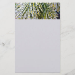 Eisbeschichtete Kiefernneedles Winter Botanisch Briefpapier