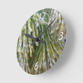 Eisbeschichtete Kiefernneedles Winter Botanisch Runde Wanduhr (Winkel)