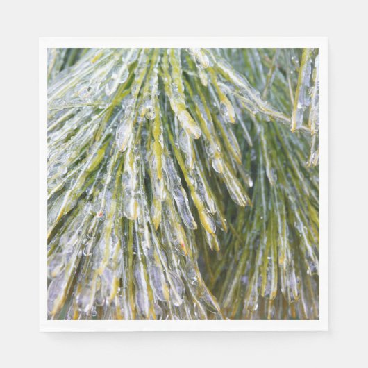 Eisbeschichtete Kiefernneedles Winter Botanisch Serviette (Vorderseite)